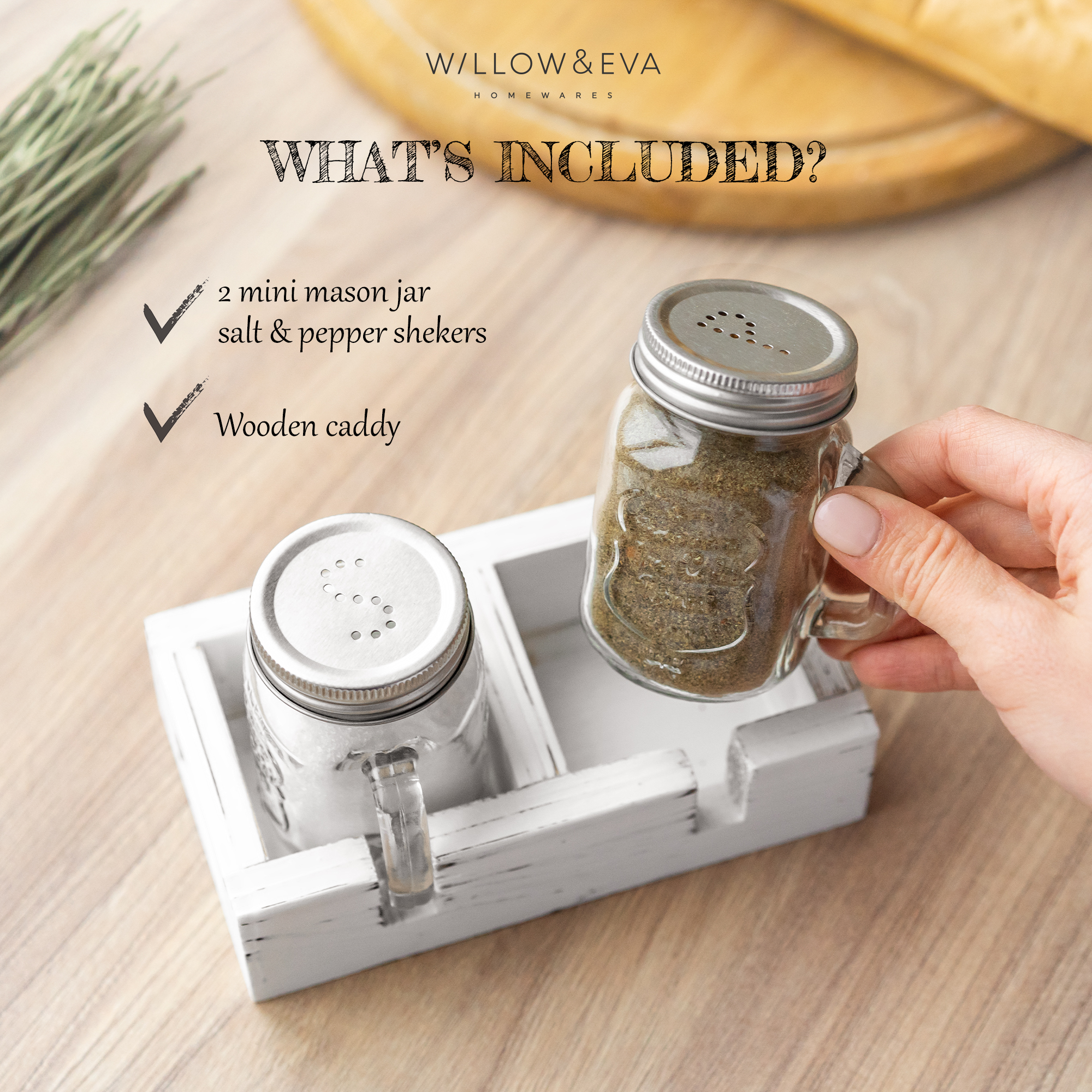 Willow & Everett Premium Salt and Pepper Shakers with Adjustable Pour Holes - Elegant Stainless Steel Salt and Pepper Dispenser - Perfect for